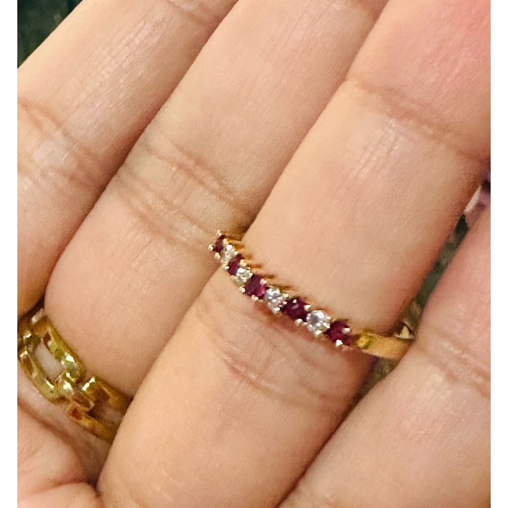 14k Gold Diamond and ruby ring size 8 valentine gift